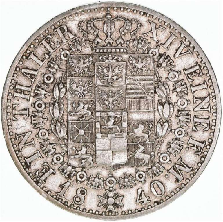 (1840A) Монета Германия (Пруссия) 1840 год 1 талер &quot;Фридрих Вильгельм III&quot;  Серебро Ag 750  VF